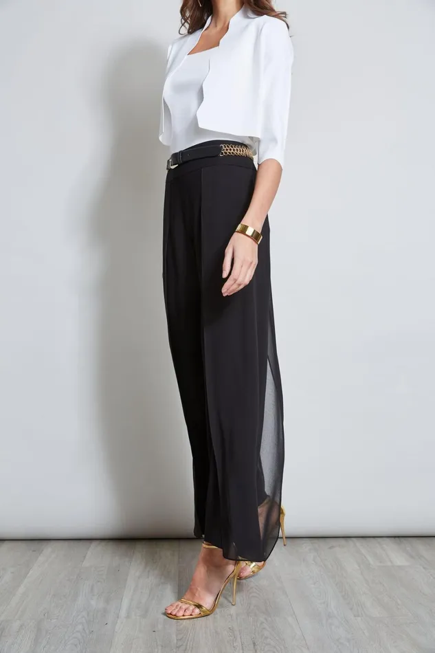 Elie Tahari Pants Chiffon Panel Pant Black 8211 Women