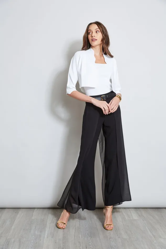 Elie Tahari Pants Chiffon Panel Pant Black 8211 Women