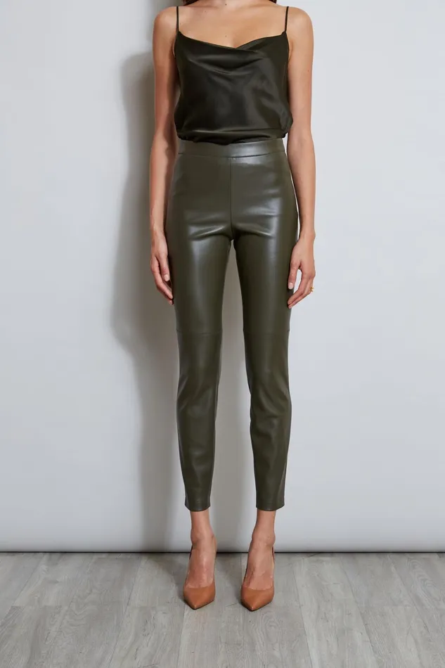 Elie Tahari Pants Vegan Leather Legging Olive 8211 Women