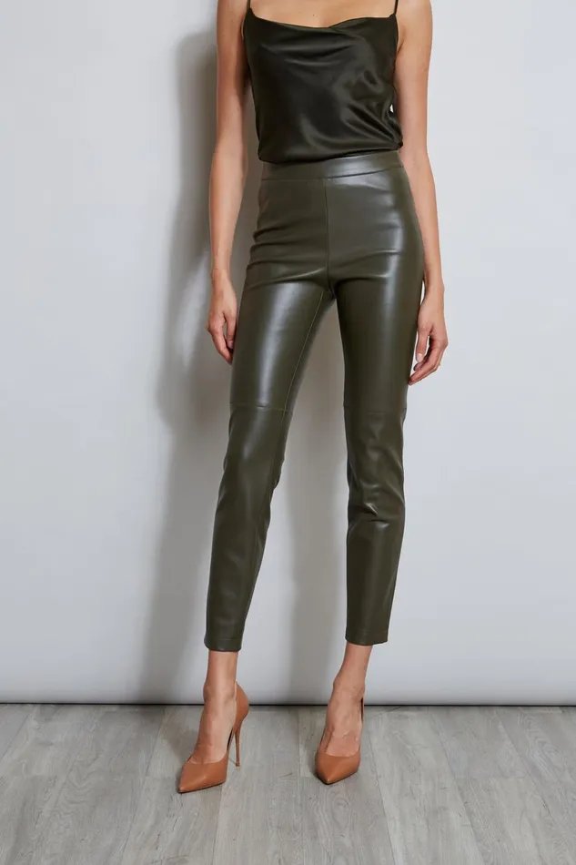Elie Tahari Pants Vegan Leather Legging Olive 8211 Women