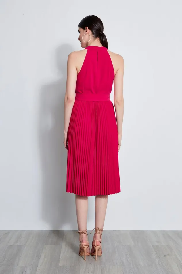 Elie Tahari Short Dresses Pleated Cowl Midi Dress Cyclamen 8211 Women