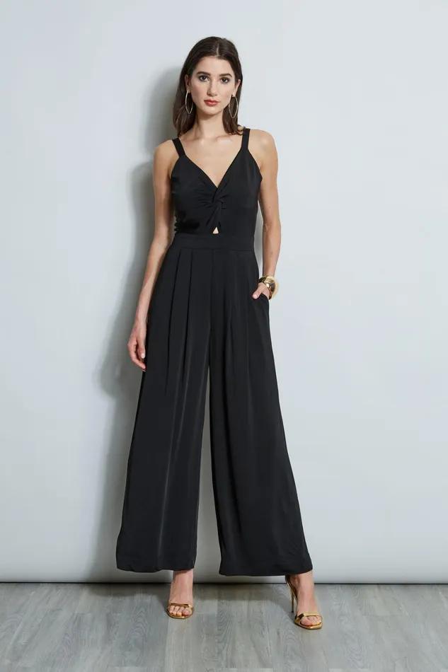 Elie Tahari Sleeveless Dresses Wide Leg Twist Jumpsuit Noir 8211 Women