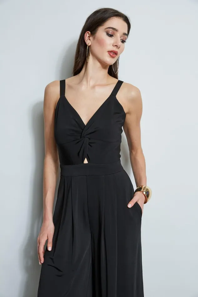 Elie Tahari Sleeveless Dresses Wide Leg Twist Jumpsuit Noir 8211 Women