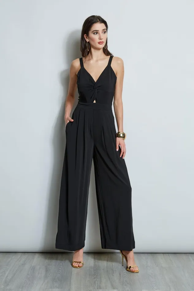 Elie Tahari Sleeveless Dresses Wide Leg Twist Jumpsuit Noir 8211 Women