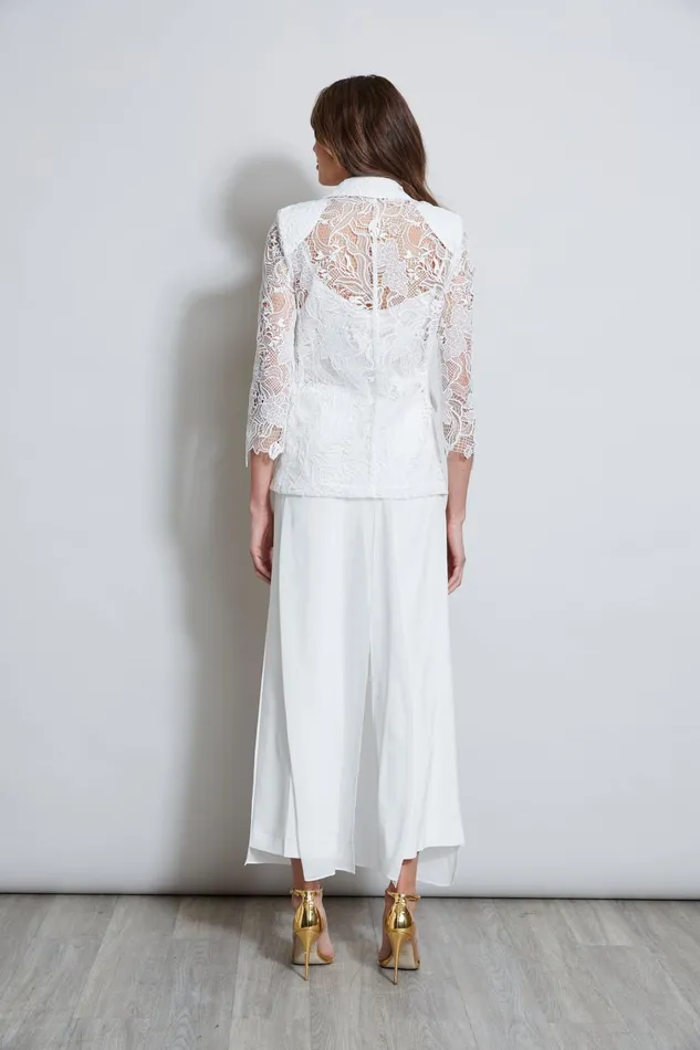 Elie Tahari Suiting Double Breasted Lace Blazer Foam 8211 Women