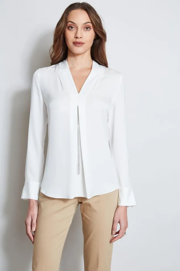 Elie Tahari Suiting Long Sleeve Chain Shirt Fresh Pearl 8211 Women