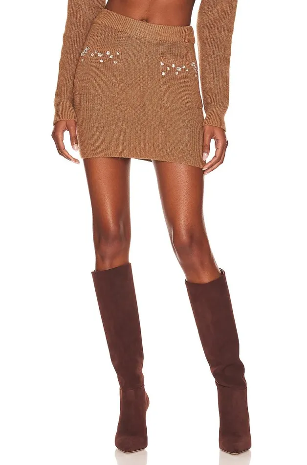 Estella Embellished Mini Skirt Chestnut Women Lovers and Friends Skirts