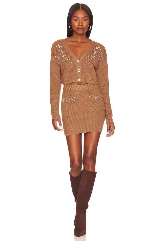 Estella Embellished Mini Skirt Chestnut Women Lovers and Friends Skirts