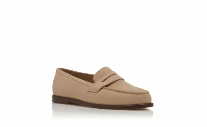Flats Women Manolo Blahnik PERRITALight Brown Suede Penny Loafers
