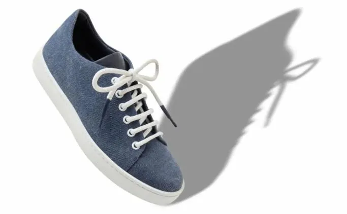 Flats Women Manolo Blahnik SEMANADABlue Denim LaceUp Sneakers