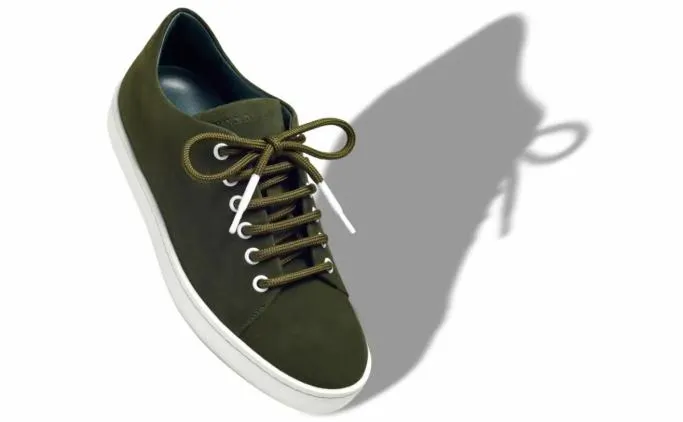 Flats Women Manolo Blahnik SEMANADADark Green Suede Low Cut Sneakers