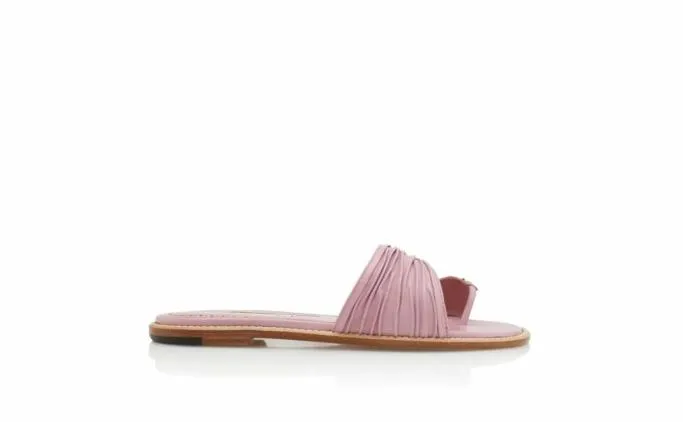 Flats Women Manolo Blahnik TIBOPink Nappa Leather Gathered Flat Sandals Flats Women Manolo Blahnik TIBOPink Nappa Leather Gathered Flat Sandals
