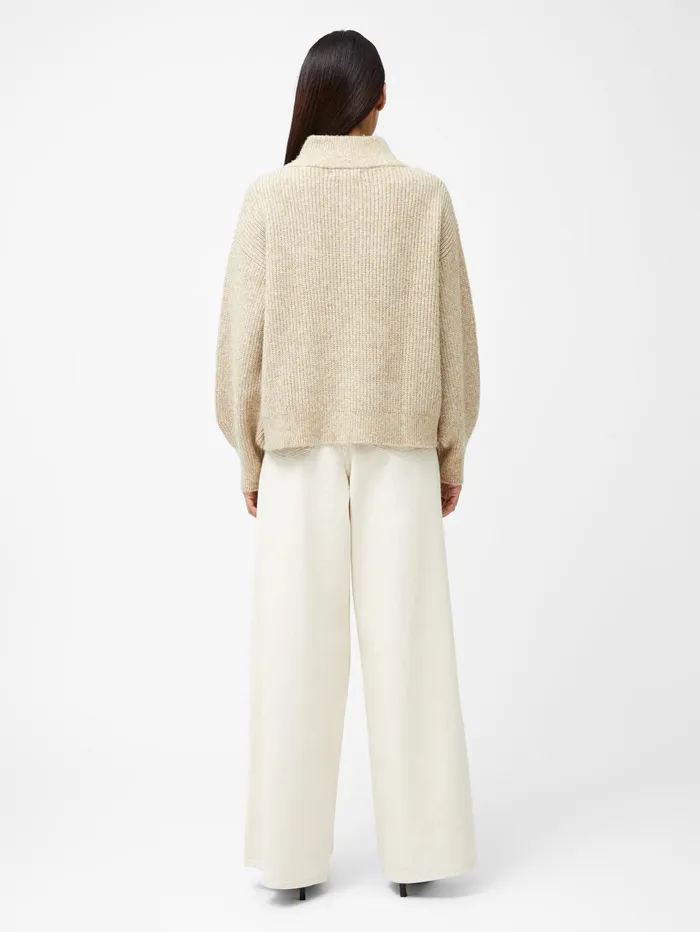 French Connection 14 Button Drop Shoulder Jumper Lgt Camel Mel Woman Jumpers and Cardigans