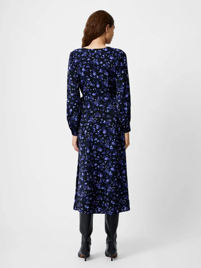 French Connection Aden Wrap Long Sleeve Dress Midnight Blue Woman Dresses