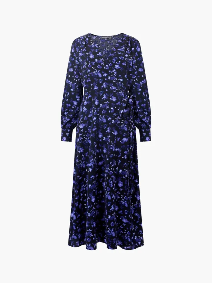 French Connection Aden Wrap Long Sleeve Dress Midnight Blue Woman Dresses