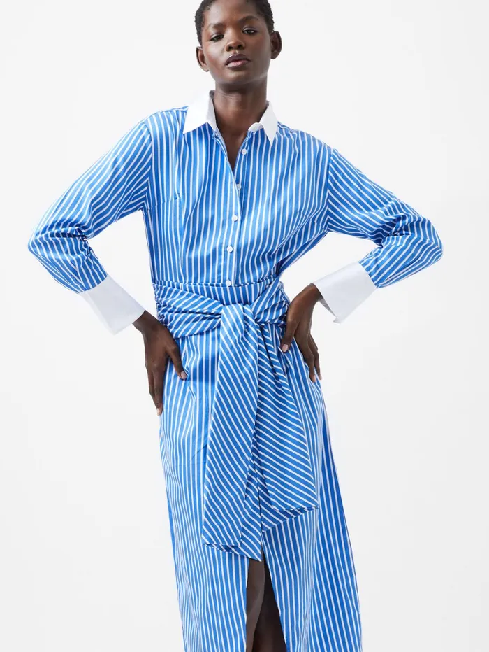 French Connection Alexis Shirt Dress WhiteBlue Woman Dresses