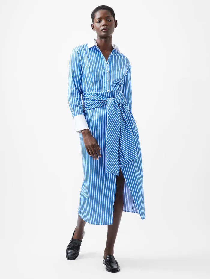 French Connection Alexis Shirt Dress WhiteBlue Woman Dresses