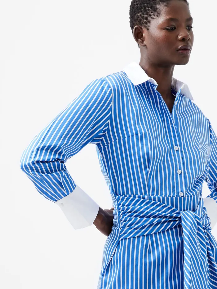 French Connection Alexis Shirt Dress WhiteBlue Woman Dresses