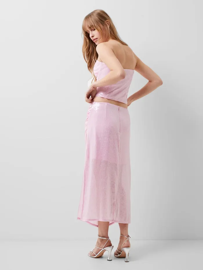 French Connection Anisha Sequin Top Strawberry Shake Woman Coords