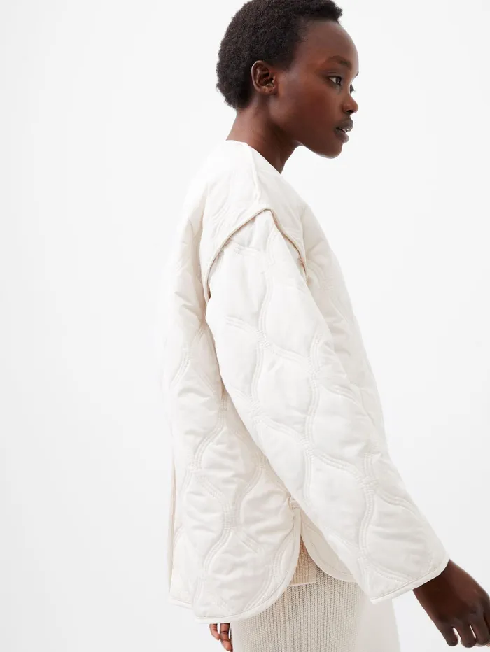 French Connection Aris Quilted Jacket Classic Cream Woman Coats and Jackets