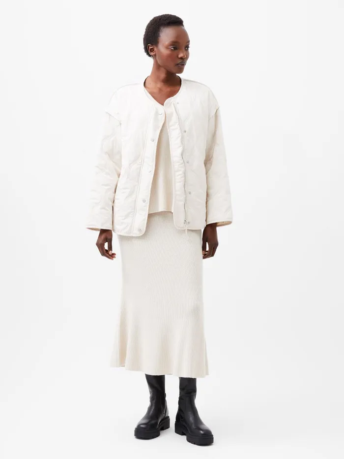 French Connection Aris Quilted Jacket Classic Cream Woman Coats and Jackets
