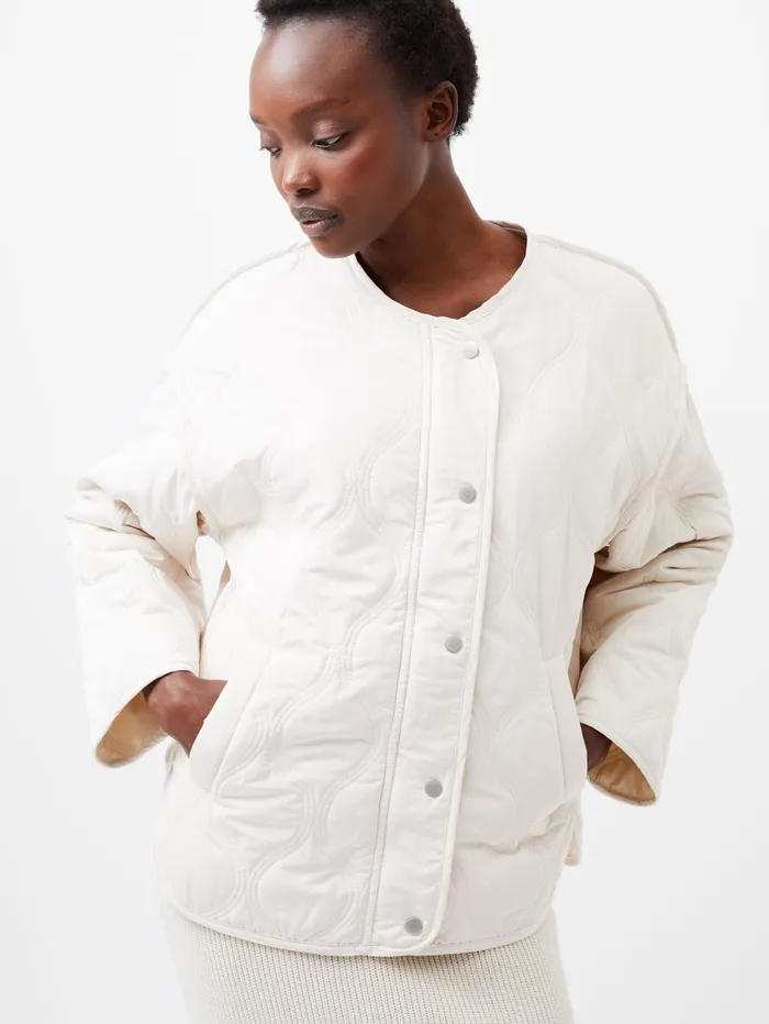 French Connection Aris Quilted Jacket Classic Cream Woman Coats and Jackets
