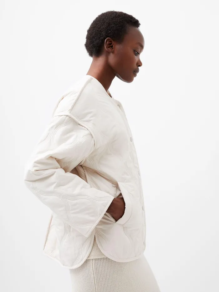 French Connection Aris Quilted Jacket Classic Cream Woman Coats and Jackets