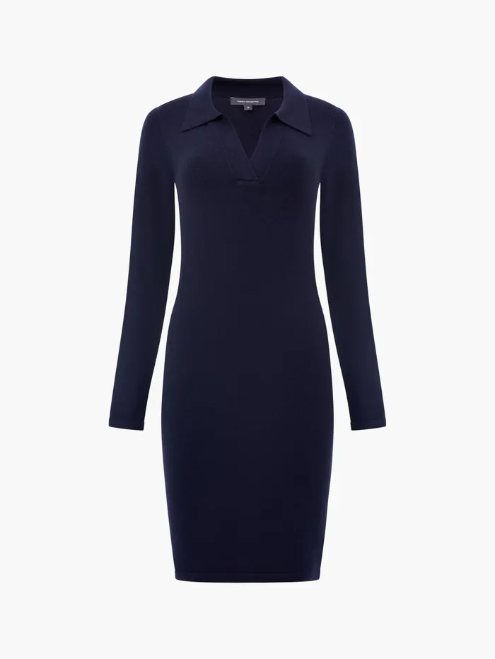 French Connection Babysoft Collared Above The Knee Dress Darkk Navy Woman Jumpers and Cardigans
