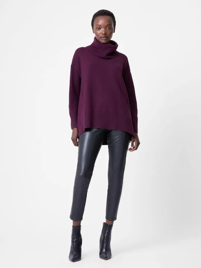 French Connection Babysoft Ribbed Cowl Neck Jumper Blackberry Woman Jumpers and Cardigans