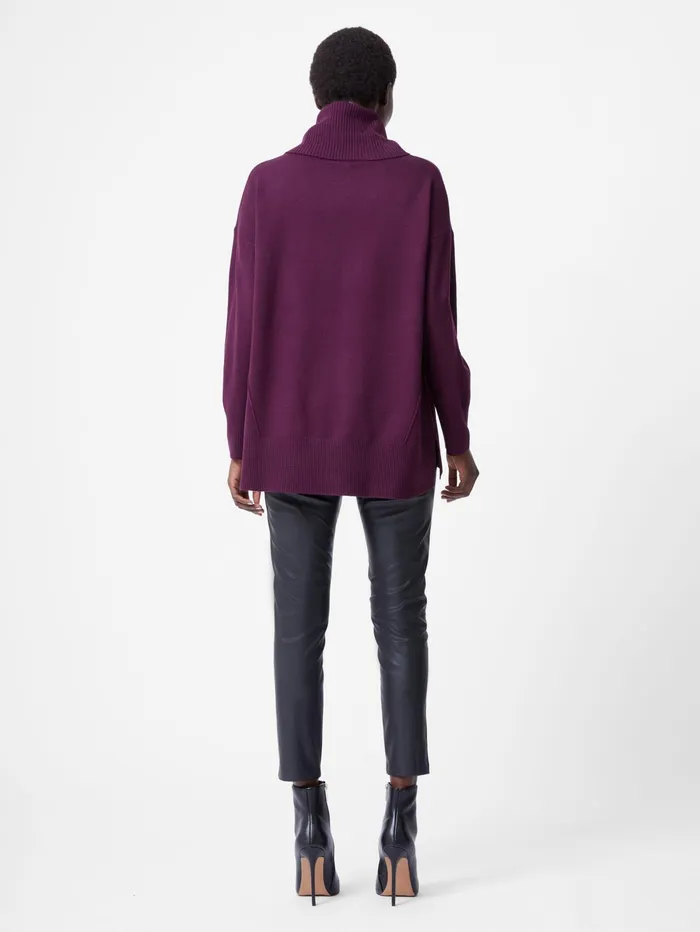 French Connection Babysoft Ribbed Cowl Neck Jumper Blackberry Woman Jumpers and Cardigans