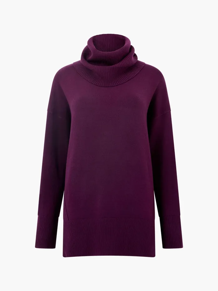 French Connection Babysoft Ribbed Cowl Neck Jumper Blackberry Woman Jumpers and Cardigans