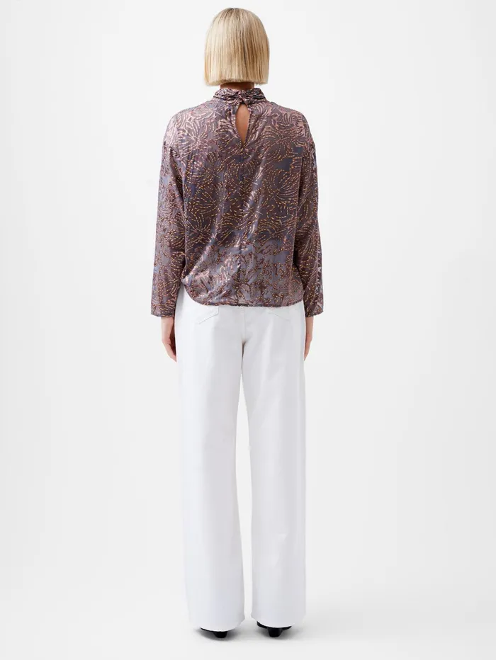 French Connection Becky Devore Turtle Neck Top Bronze Multi Woman Tops