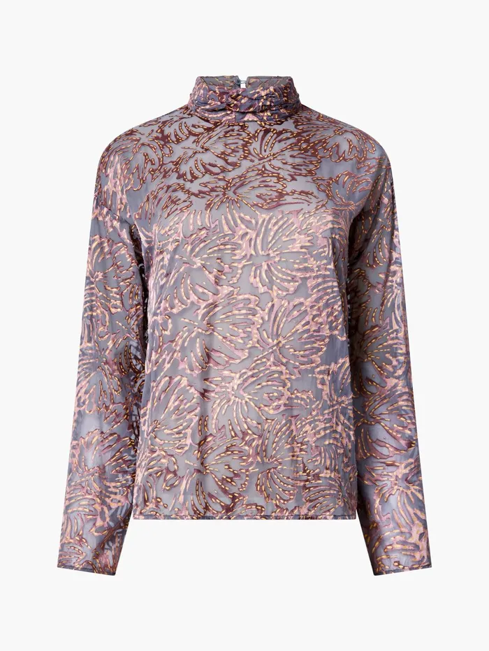 French Connection Becky Devore Turtle Neck Top Bronze Multi Woman Tops