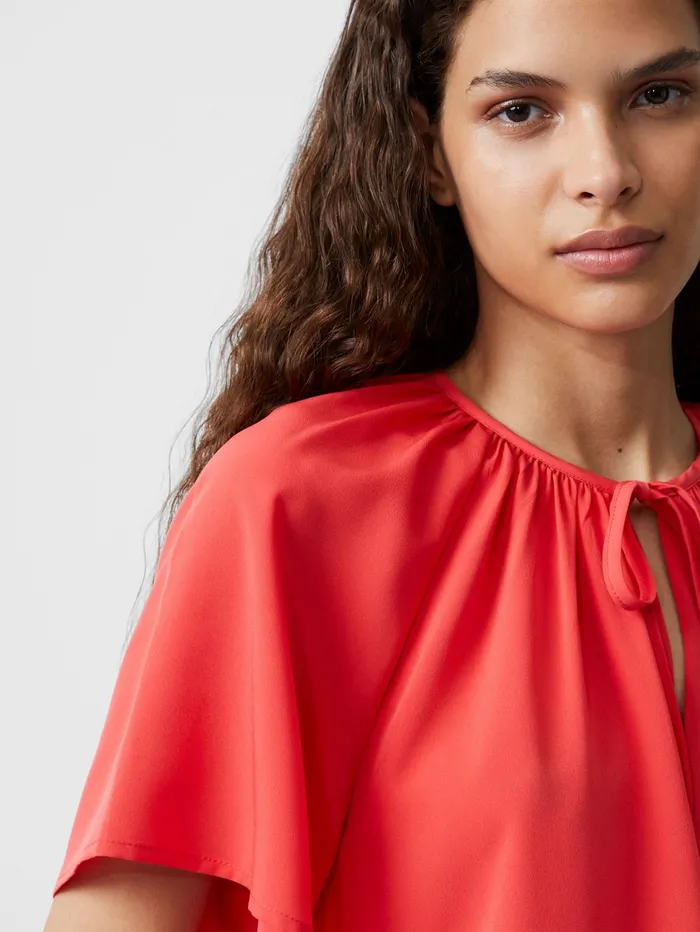French Connection Capriana Crepe Light Top Cayenne Red Woman Tops