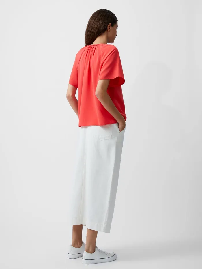 French Connection Capriana Crepe Light Top Cayenne Red Woman Tops