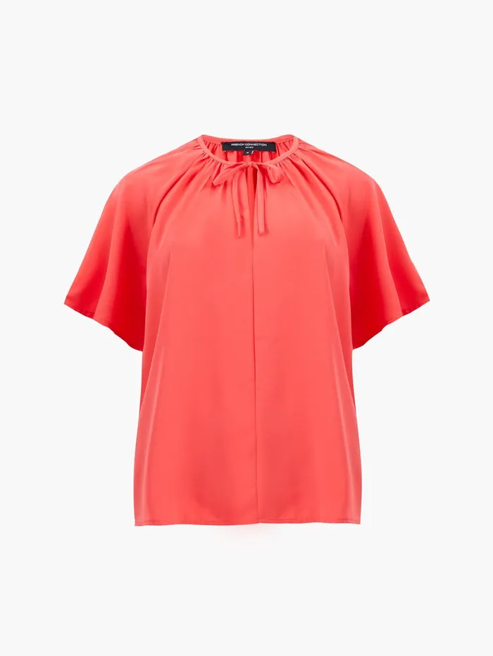French Connection Capriana Crepe Light Top Cayenne Red Woman Tops