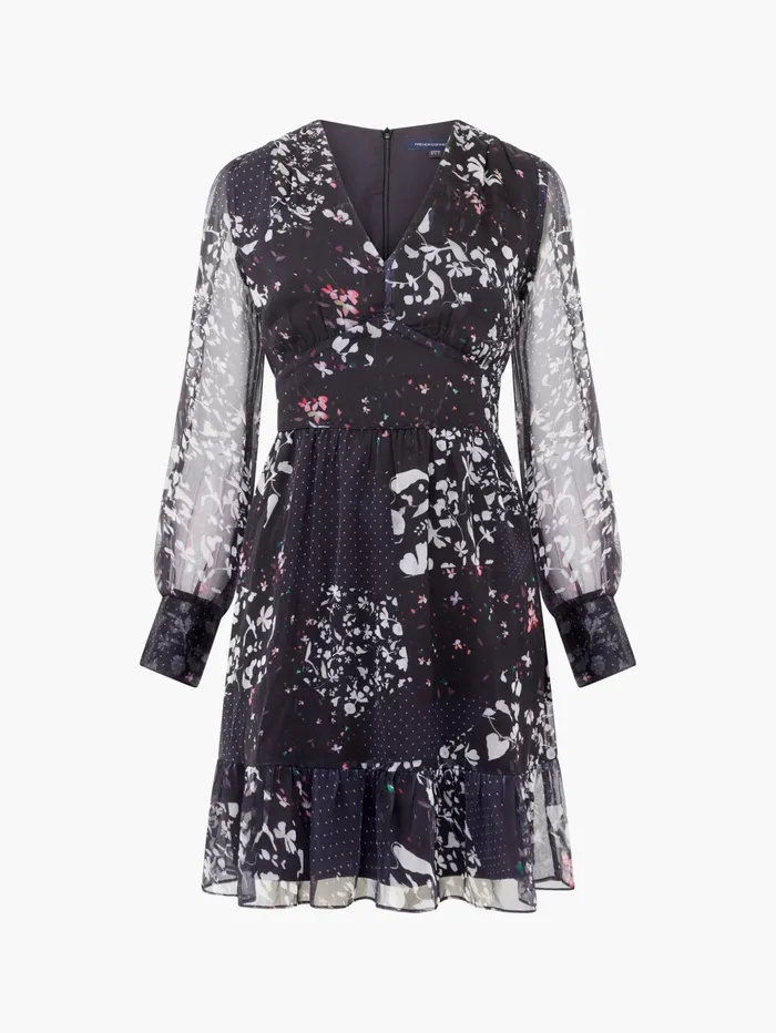 French Connection Collage Hallie Crinkle Mini Dress Blackout Multi Woman Dresses