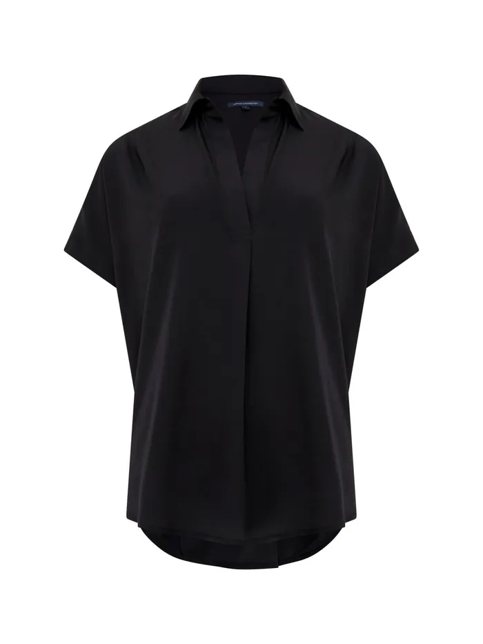 French Connection Crepe Light Recycled Popover Shirt Blackout Woman Tops