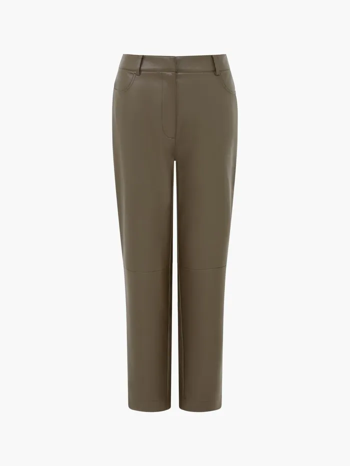 French Connection Crolenda PU Tapered Trousers Tarmac Khaki Woman Trousers