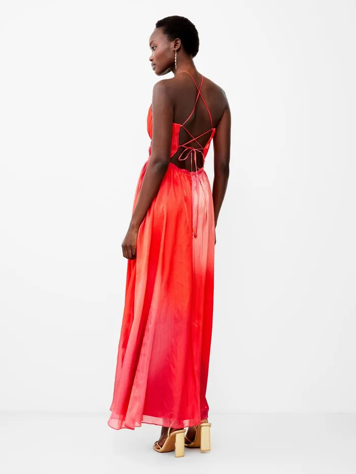 French Connection Darryl Hallie Crinkle Maxi Dress Lava Red Woman Maxi Dresses