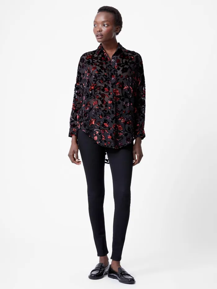 French Connection Devore Popover Shirt BlackRed Woman Tops