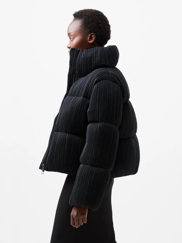 French Connection Dinara Crinkle Puffer Jacket Blackout Woman Coats and Jackets