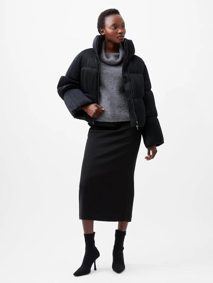 French Connection Dinara Crinkle Puffer Jacket Blackout Woman Coats and Jackets