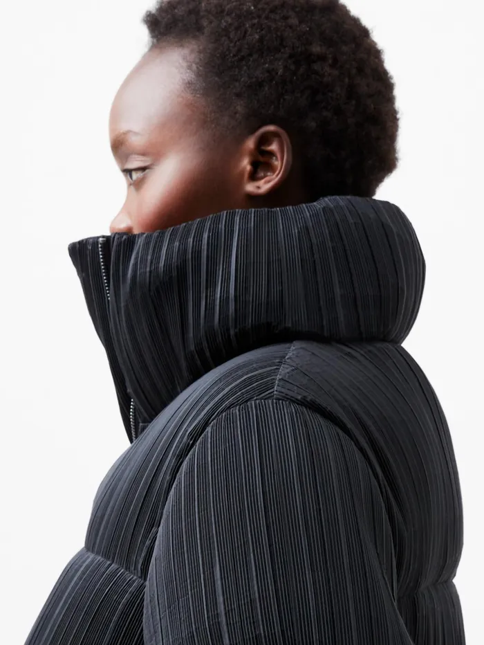 French Connection Dinara Crinkle Puffer Jacket Blackout Woman Coats and Jackets