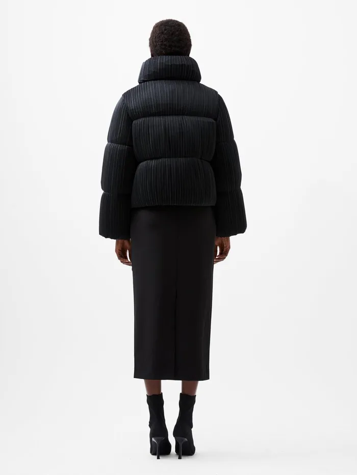 French Connection Dinara Crinkle Puffer Jacket Blackout Woman Coats and Jackets