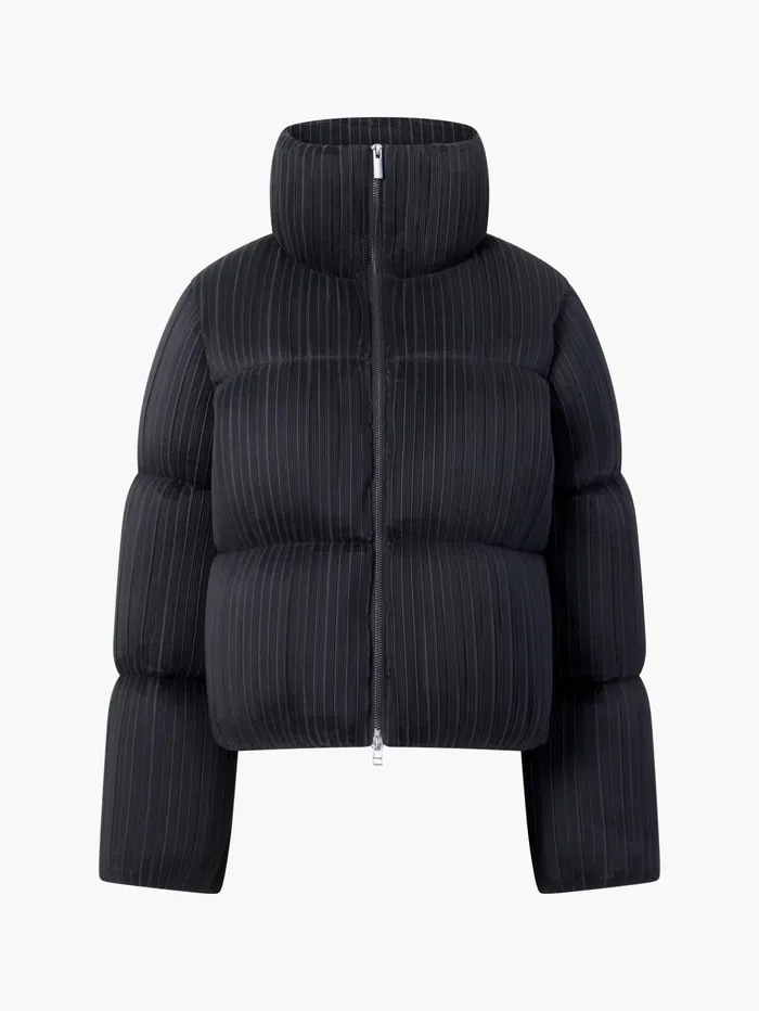 French Connection Dinara Crinkle Puffer Jacket Blackout Woman Coats and Jackets