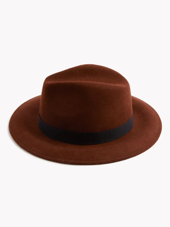 French Connection Felt Trilby Hat Tobacco Brown Woman Hats