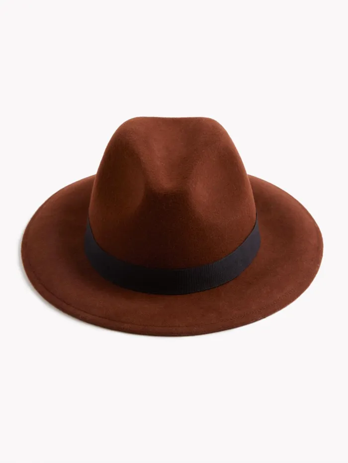 French Connection Felt Trilby Hat Tobacco Brown Woman Hats