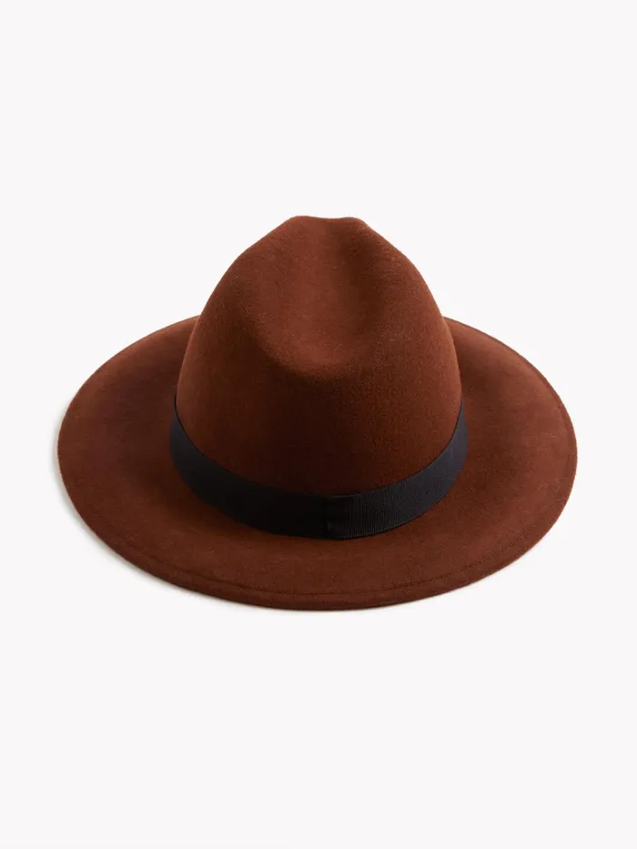 French Connection Felt Trilby Hat Tobacco Brown Woman Hats
