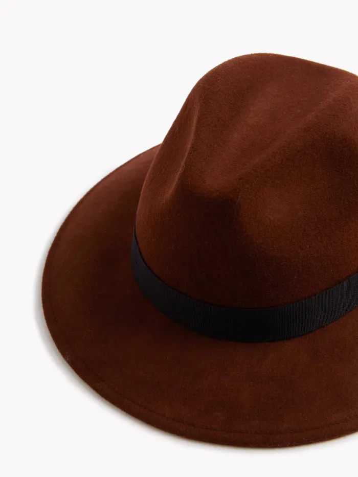 French Connection Felt Trilby Hat Tobacco Brown Woman Hats
